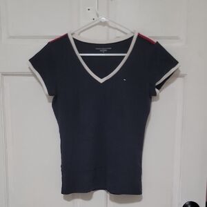 Tommy Hilfiger Blue Fitted Cap Sleeve Tee